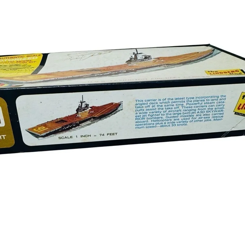 1968 Model Kit Motorized Lindberg Line USS Lexington Aircraft Carrier complete